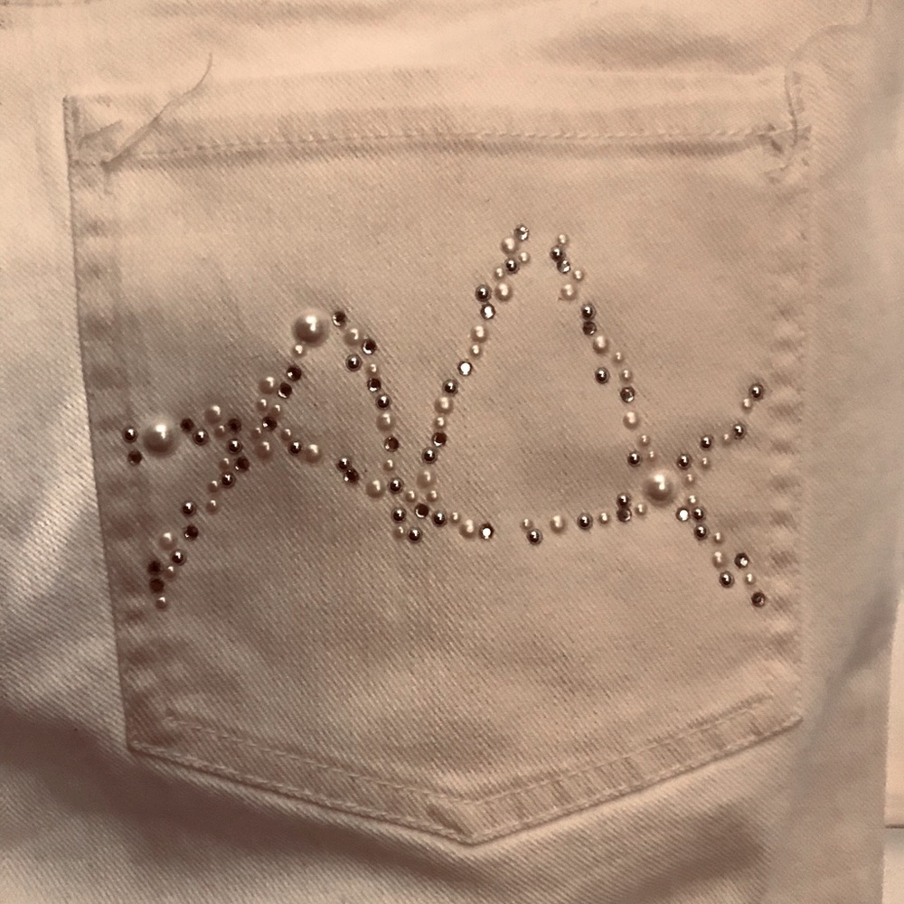 Studded white jean cut-offs